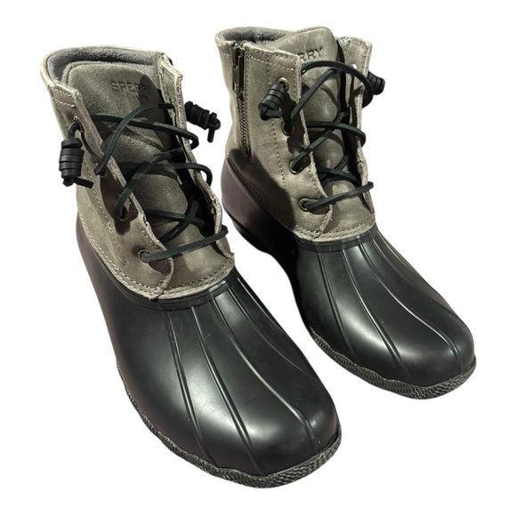 Women's Sperry Saltwater Duck Boot in Grey/Black STS81732 Size 9 M - Picture 1 of 8